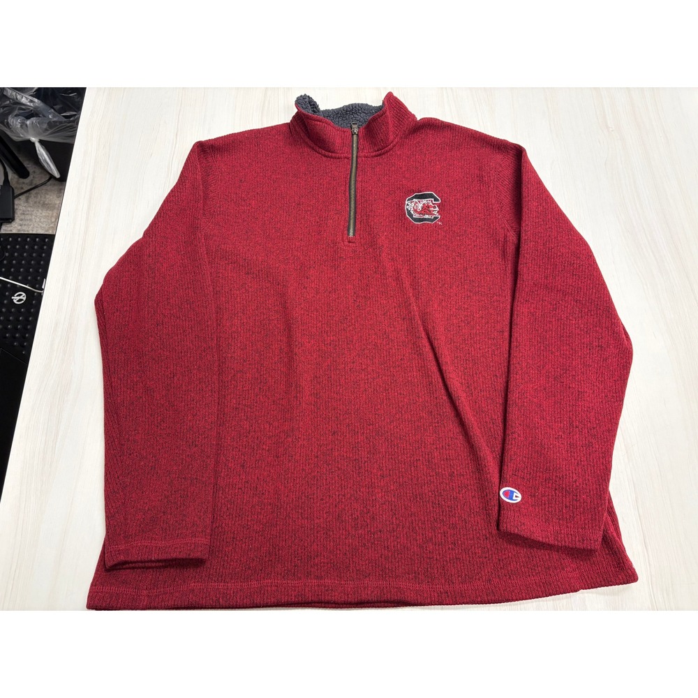 Champion South Carolina Gamecocks 1/4 Zip Sherpa Pullover Mens 2XL Red